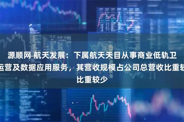 源顺网 航天发展：下属航天天目从事商业低轨卫星运营及数据应用服务，其营收规模占公司总营收比重较少