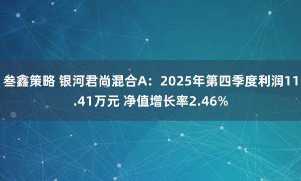 叁鑫策略 银河君尚混合A：2025年第四季度利润11.41万元 净值增长率2.46%